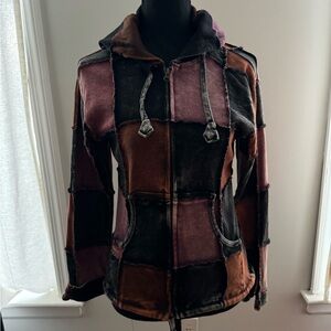 Bohemian Patchwork Hoodie Jacket-Nepal-Size S